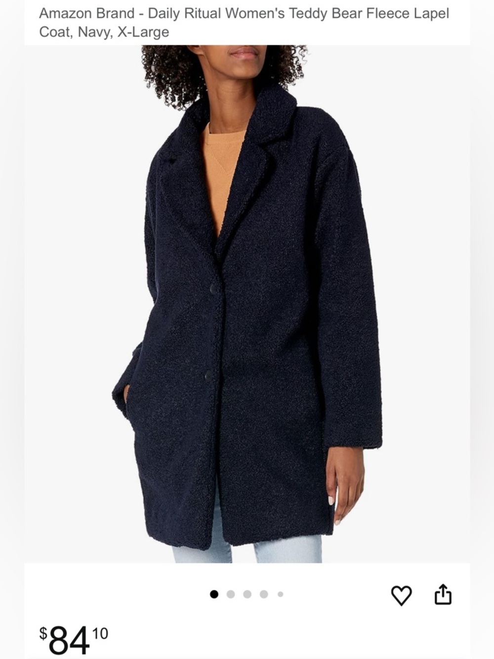 Daily Ritual Women's Teddy Bear Fleece Lapel Coat